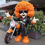 REDBROKOLY Disfraz de coliflor naranja vestido con chaqueta de motociclista y pendientes