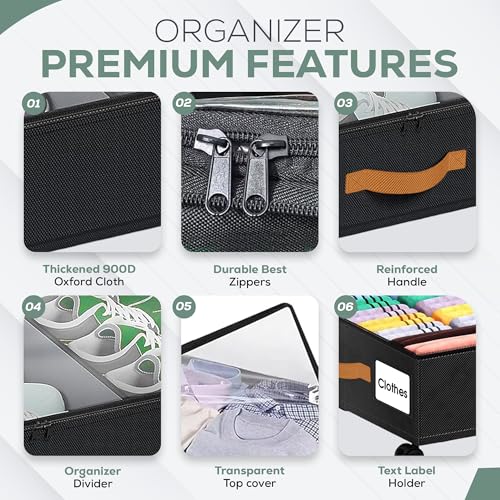 Under-Bed-Storage-with-Wheels-2-Pack-36L-Each-Low-Profile-Storage-Organizer-with-Clear-Window-Double-Zipper-360-Locking-Wheels--Rolling-Metal-Drawer-for-Clothes-Shoes-More-Black
