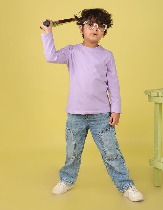 Image of Nusyl Boys Solid Cotton Blend Tshirts - Soft & Comfortable Full-Sleeves T-Shirts | Casual Wear for Kids & Teen Boys | Full Sleeves T-Shirts |- NUBCTSF001-PO2-1