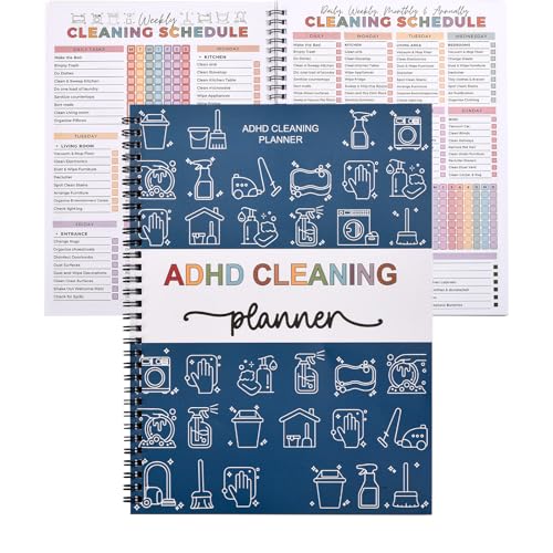 2026 NEW ADHD Cleaning Planner for Adults and Teens - Daily, Weekly & Monthly Cleaning Schedule & Checklist - Household Chore Organizer with DIY Templates for Stress-Free Home Management