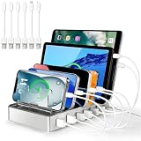300W Fast Charging Station for Multiple Devices, 6 Port USB Charging Hub, Universal Desktop Charger Organizer Compatible with iPhone iPad Android Phones Tablets Kindle Home Office Travel