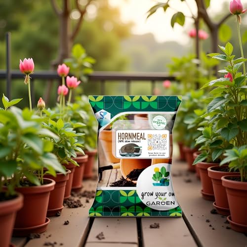 Image of Horn Meal for Garden Plants and Leafy Vegetables | Rich in Nitrogen| Natural and Organic | NPK 12-2-0 Fertilizer (1.9 Kg)
