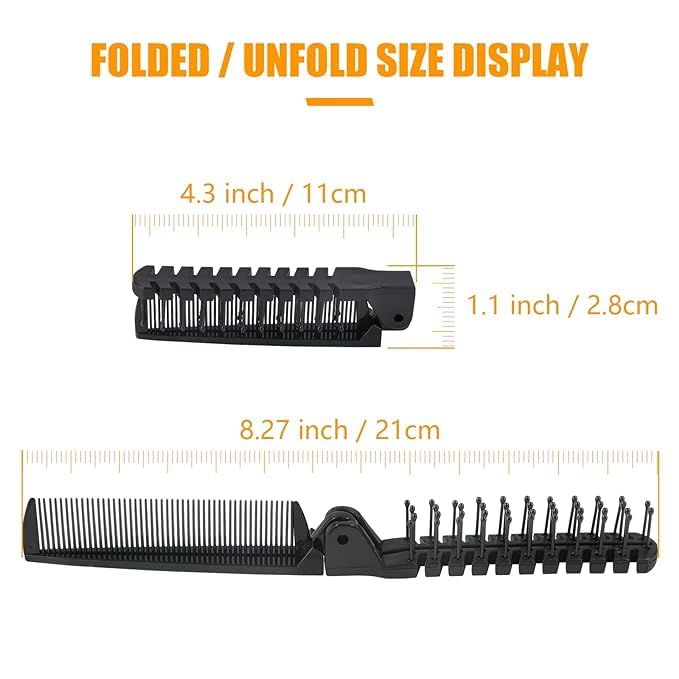 GITGRNTH Portable Travel Folding Comb Brush Compact Foldable Hair Brush For Travelling Pocket Size Comb Double Headed for Women & Men (Pack Of 2) - Image 4 thumbnail