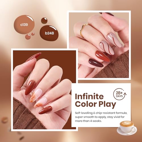 Image of Beetles Brown Gel Polish Set - Toasty Aroma Collection, 6 Colors Nude Brown Trendy Colors Uv LED Lamp Salon DIY at Home Nails Gifts for Women