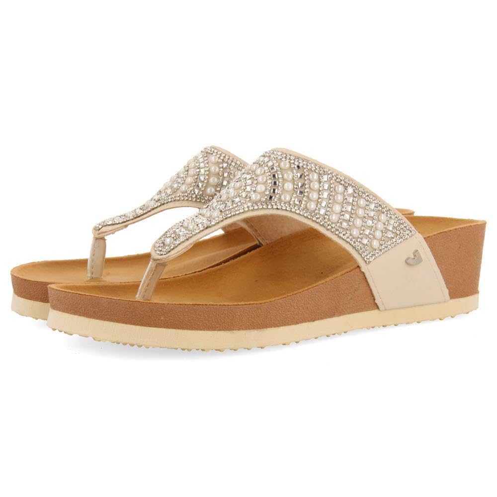 GIOSEPPO Bodmin Women's Sandals with Bio and PEDRERÍA Wedge, white, 8 UK
