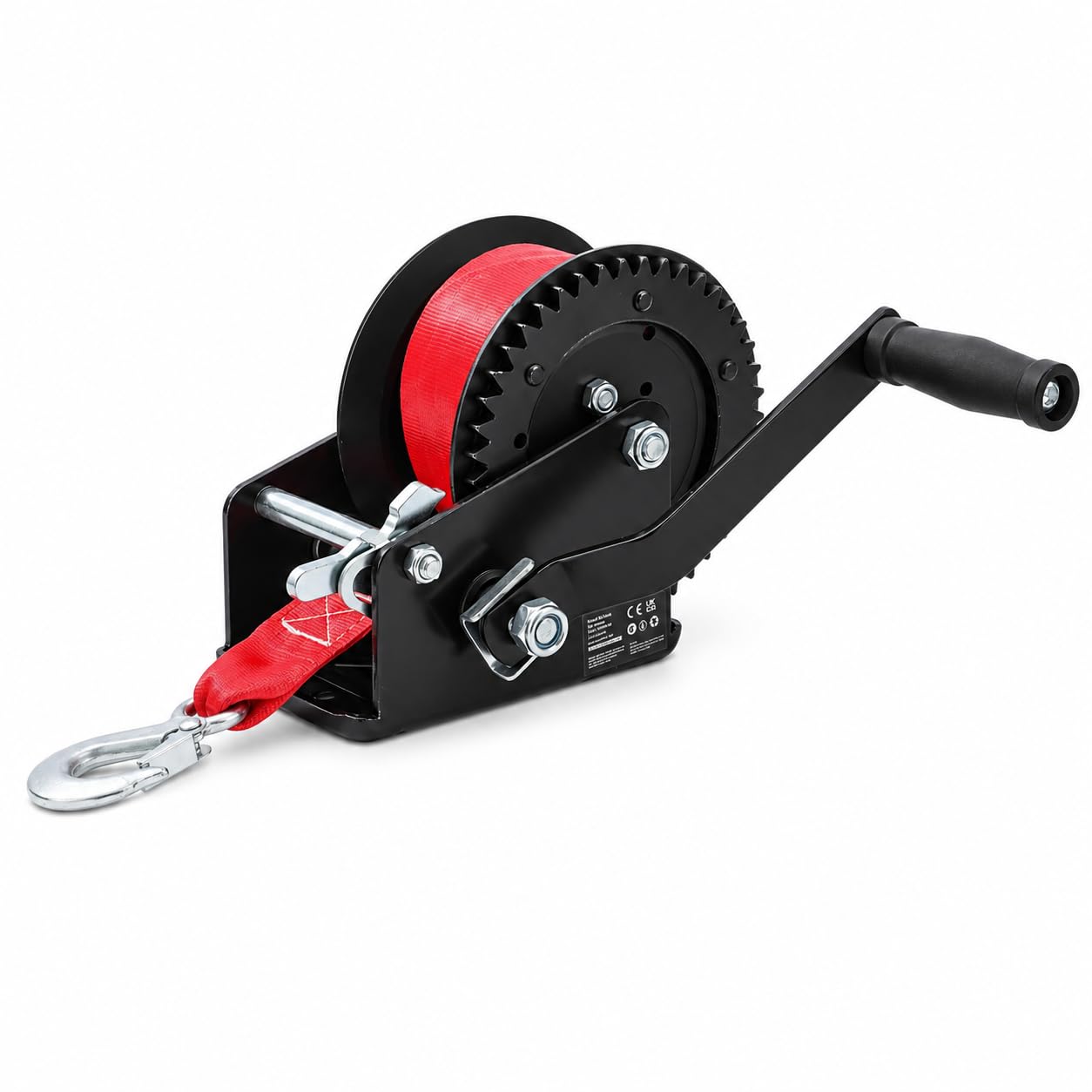 KATSU Tools Cabrestante Manual Pesado 1600lbs 725kg con Correa de Poliéster de 10m, para Remolques de Barco, Caravana, Coche, Camión y Uso Marino 325922