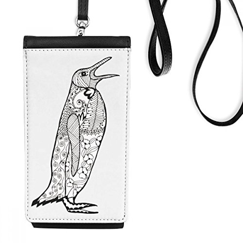 Pochette smartphone pingouin noir et porte-monnaie en faux cuir