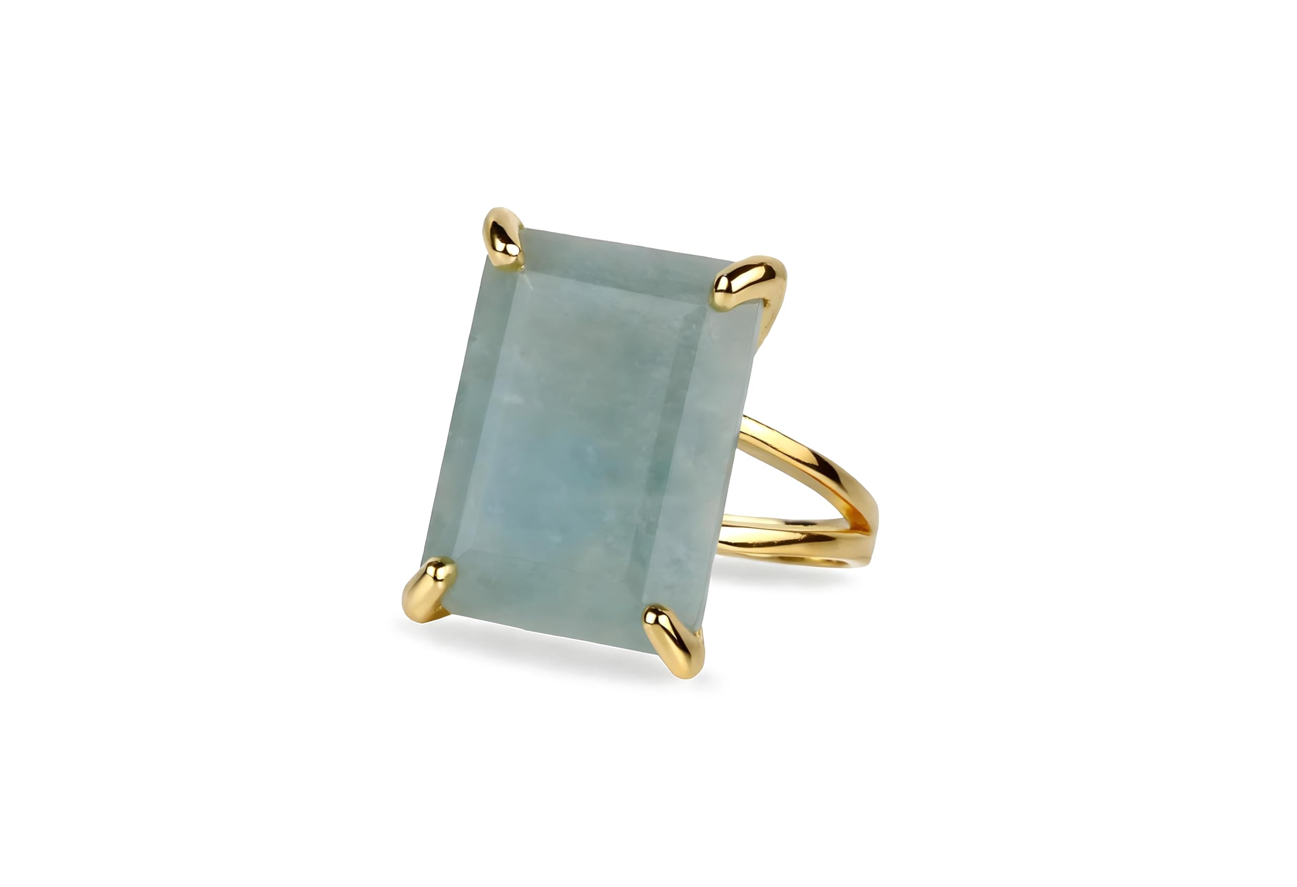 Anillo Grande de Aguamarina - Anillos de Oro de 14k Hechos a Mano para Mujeres - Anillos de Moda, Joyas de Declaración y Regalo para Damas