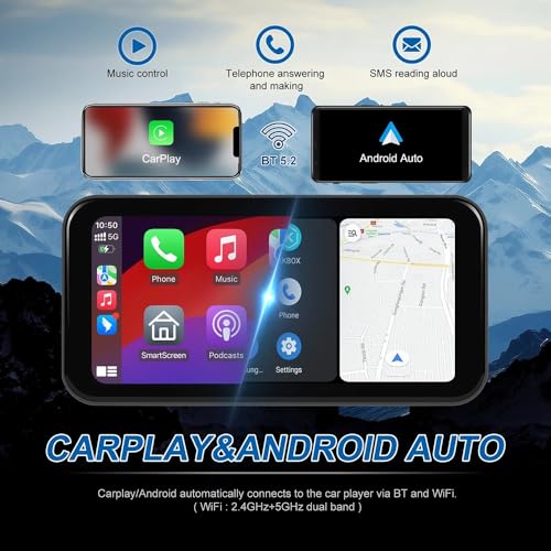 Cámara de salpicadero para moto de 6,25" con CarPlay, Android Auto y GPS integrado 3