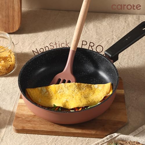 CAROTE Non Stick Pots and Pans Set, Cookware Sets Nonstick 16 Piece, Kitchen Cooking Set with Stay-Cool Handles,with Silicone Tools and Pot Protectors - Image 4