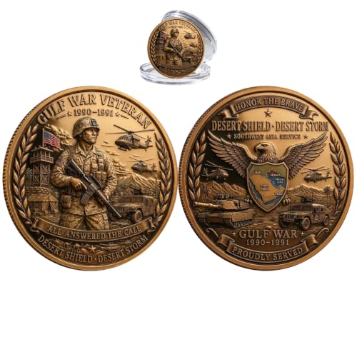 Gulf War Veteran Commemorative Coin, Desert Shield Desert Storm Gulf War Challenge Coin, 1990-1991 Military Collectible Souvenir (1PC)