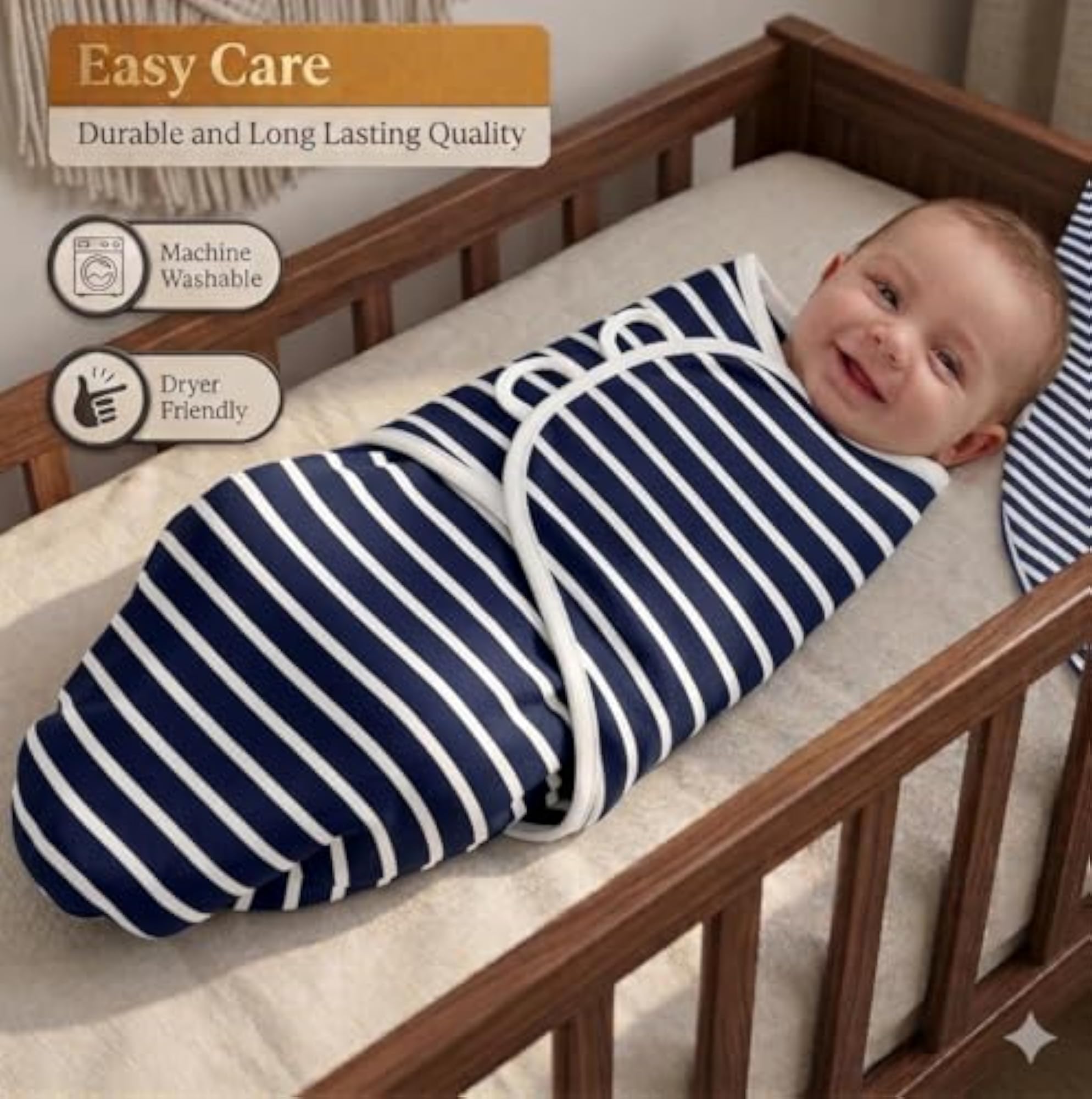 Adjustable Swaddle Baby Blanket, 100% Poly Cotton, Gift for Newborns
