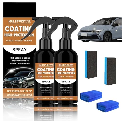 2PCS Turbo Shine 3 In 1 High Protection Quick Car Coating Spray Turbo Shine Nano Spray Auto Na-no Sp-ray Auto-Beschichtungsspray Autolack Schnellwachs Polierspray Nano Repair Protect Wheel Cleaner