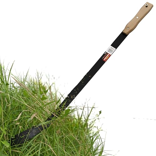 Extra long 800mm grass and brush slasher – steel blade manual cutter for brambles, undergrowth and tough weeds – garden farm landscaping