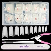 Nagelspitzen, Beainfir 500 Stück Natürliche Farbe Artificial Fake Art Nagelspitzen 10 Größen DIY Acryl gefälschter Nagel mit Box, Nagelbürste, Nagelhautschieben und Nagelfeile
