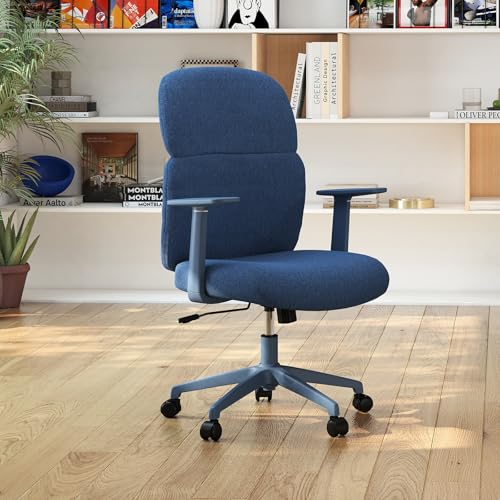LuxErgo Fabric Home Office Desk Chairs Comfy Rolling Desk Chair with Armrest, Swivel Computer Chair with Wheels, Adjustable Backward Tilt Chairs for Children/Student/Kids, Misty Blue
