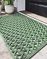 DEXI Front Door Mats for Entryway, Low Profile Non Slip Doormat Outside, All Weather Dirt Trapping Waterproof Welcome Entrance Mat, 19"x29.5",Green