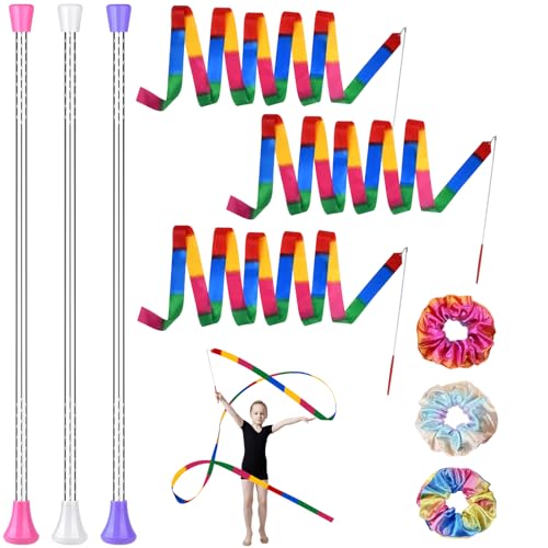 Bâtons de danse et rubans de gymnastique enfants pour s'amuser dans le jardin et le salon