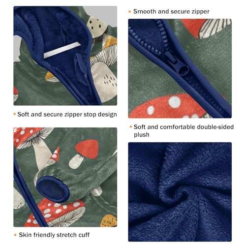 Mushroom Girls Fleece Jacket Girls Fall Jacket Girls Zip Up Hoodie Girls Sherpa Jacket 2-10T3