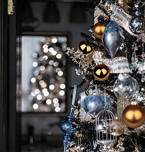 20 Pcs 2.4" Seamless Glass Ornaments For Christmas Tree Copper Christmas Ornaments Sets Xmas Tree Hanging Glass Ball Ornaments For Festival Home Party Decors #TOP4