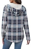 Womens Sweatshirt Plus Size Tops for Women Oversized Hoodies Plaid Blue XL — image 5