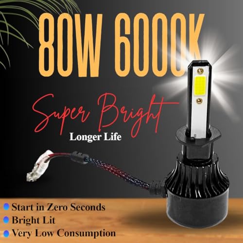Image of Auto Pearl H1 LED-Headlight Bulb for Car 80W 3500LM 6000K, White (H1 Car LED-Headlights Bulb), Pack of 2