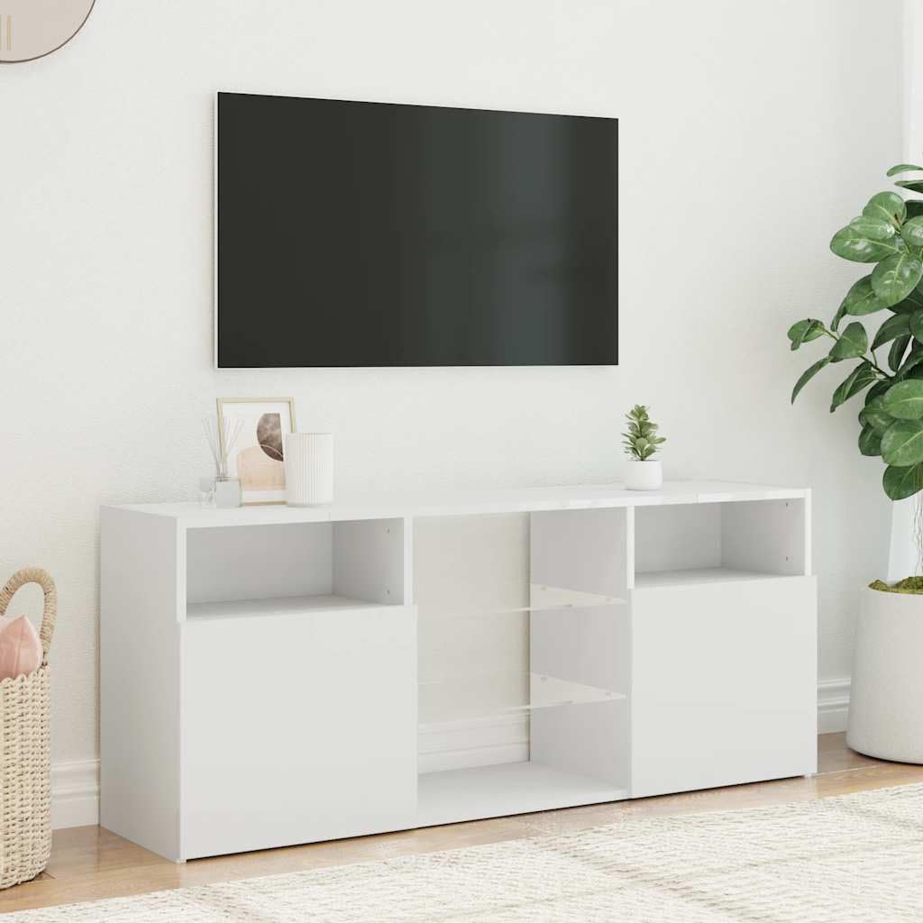 Solivagant Meuble TV avec lumières LED Blanc 120x30x50 cm,(24.88 KG)