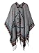 Urban CoCo Women's Printed Tassel Open front Poncho Cape Cardigan Wrap Shawl (Series 5-Grey)