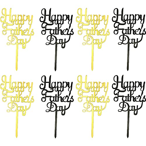 10 Pack Happy Father's Day Cake Topper Acrylic Cake Decorations Cake Food Decoration Cupcake Topper Party Supplies For Birthday Father's Day Cake Party Decorations #TOP1