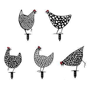 Zueyen 5 Stück Henne Huhn Hof Kunst Dekorative Garten Glück Huhn Dekoration,Huhn Silhouette Hof Zeichen Land Für Rasen Weg Bürgersteig Garten Dekoration