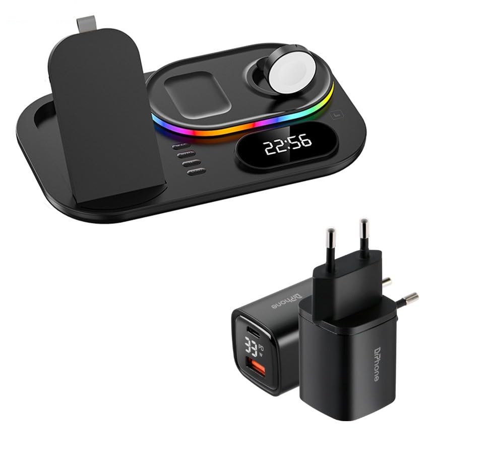 Station d'accueil 30W PD DrPhone LEGEND14, design haut de gamme avec horloge LED