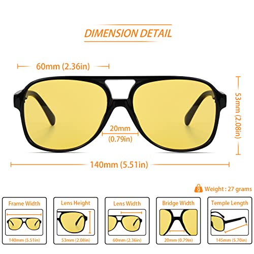 Image of Freckles Mark Vintage Retro 70s Sunglasses for Women Men Classic Large Square Aviator Trendy Glasses