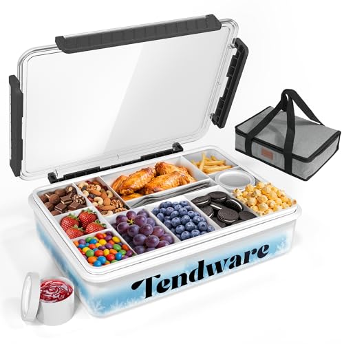 Chilled Snackle Box Container with Ice Pack Divided Tray with Clear Lid & Bag 8+Hrs Cooling Beach Road Trip Essential for Family Travel Snack Container for Picnic Camping Tailgate Gifts for Women