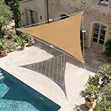 HAIKUS Voile d'ombrage Triangulaire 3x3x3 m, Toile Ombrage HDPE Respirant (185g/㎡), Filet dombrage 3x3x3m avec Protection UV pour Patio Jardin Terrasse Extérieur, Sable