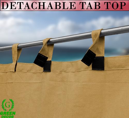 Image of HDPE Fabric 85-90% Sun Blockage & UV Protection Detachable Tab Top Balcony & Outdoor Curtains Temperature Reducing for Window&Door Curtains(Beige Color 4.5X11 Feet) Pack of 2 Piece