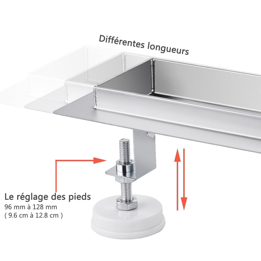 Caniveau de Douche Italienne a Carreler 60 cm Acier Inoxydable Extra Plat Siphon de Sol Douche Italienne pour Salle de Bain