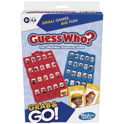 Hasbro Gaming Guess Who? Grab and Go Game Travel Games for Kids Portable 2 Player Game Ages 6+