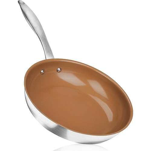 duxtop Ceramic Nonstick Frying Pan 9.5" Stir Fry Pan Skillet with Stainless Steel Handle, PFAS Free, Dishwasher & Oven Safe, All Stovetops & Induction Compatible
