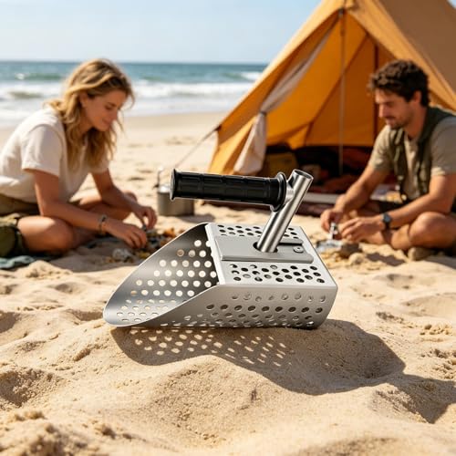 Pelle tamis pour détection de métaux et recherche de trésors sur sable