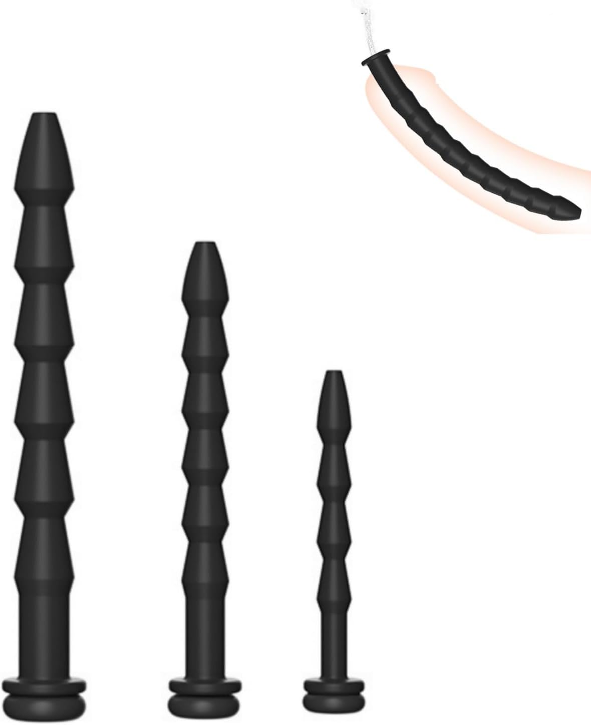 Set of 3 Men's Novelty Bamboo-Patterned Urethral Probe Rods-USZM7201(S+M+L)