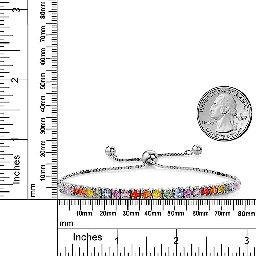 Gem Stone King 3.00 Cttw Multi Color Sapphire Gemstone Birthstone Tennis Bracelet Jewelry for Women In 925 Sterling Silver | Fully Adjustable Up to 9 Inch3