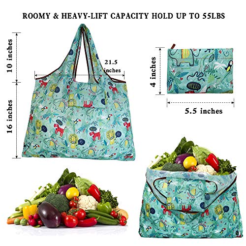 Ravmix 5 Pack Reusable Bags for Shopping, 55LBS XX-Large Capacity Cloth Tote Bags, Foldable Reusable Grocery Bags with Pouch, Heavy Duty and Machine Washable - Thumbnail 5