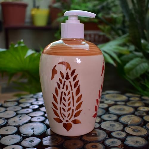 Image of Ceramic Liquid Soap Dispenser, 450 ml, Brown Rust | Refillable Pump Bottle for Hand Wash, Lotion, Shampoo & Kitchen Use, 2 Pieces