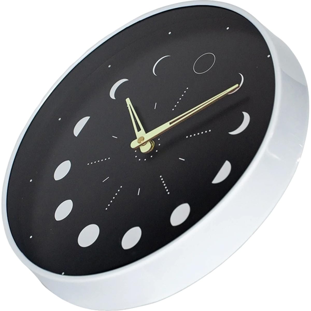 Horloge Murale Ronde 30 CM Noire avec Phases de Lune Lumineuses pour Décoration Moderne