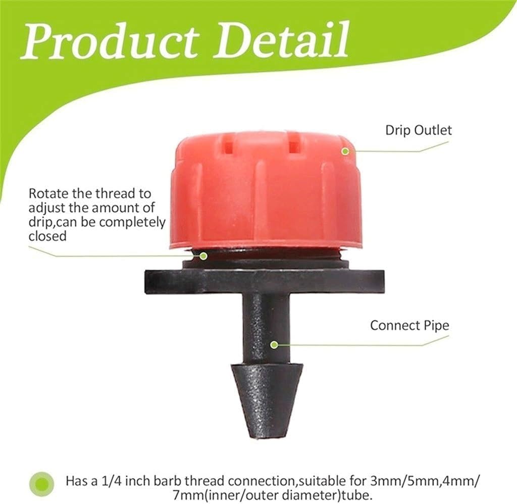 300Pcs 1/4Inch Adjustable Micro Drip Irrigation System, for Watering Sprinklers Anti-Clogging Emitter Dripper Red Garden Supplies (Size : 200 Pcs)
