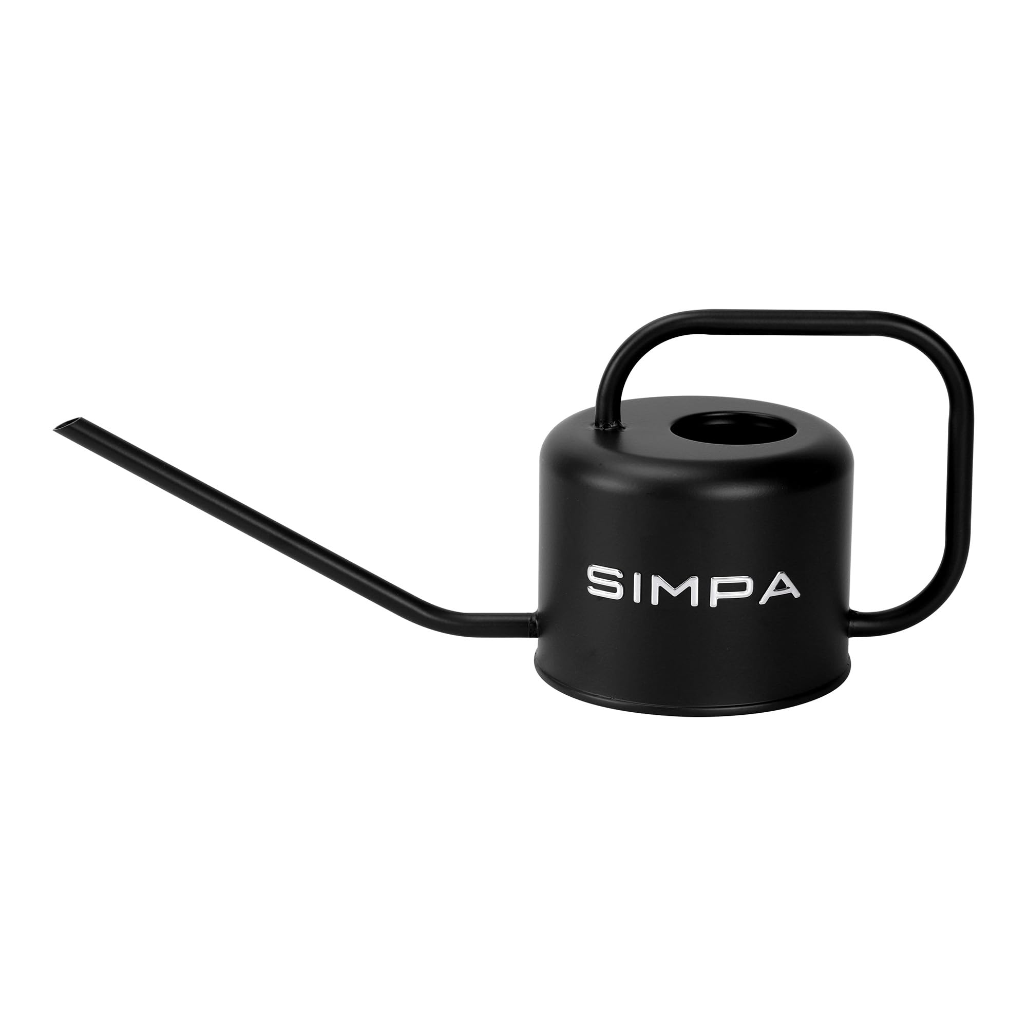 Simpa Matt Black Small Colour Metal 1.1L Indoor Watering Can With Long Easy Pour Spout
