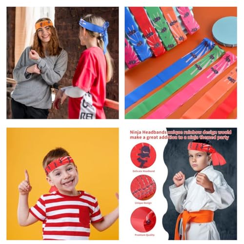 BRTNUP 12 Stück Ninjago Party Stirnbänder with Geburtstagsbanner,Kinder Geburtstagsfeier Deko für Ninja-Party, Kindergeburtstag Deko für Jungen & Mädchen