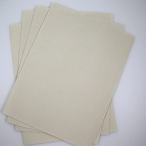 Image of KCS 4 pc of 12 inch x 18 inch 14CT Counted Cotton Aida Cloth Cross Stitch Fabric (Cream)