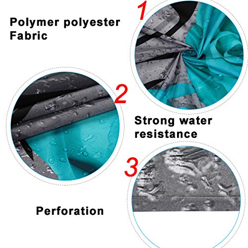 Tamoc 4 Pcs Teal Gray Rose Shower Curtain Sets With Non-Slip Rug, Toilet Lid Cover And Bath Mat, Blue Rose Shower Curtain With 12 Hooks, Waterproof Raindrops Shower Curtain For Bathroom #TOP5