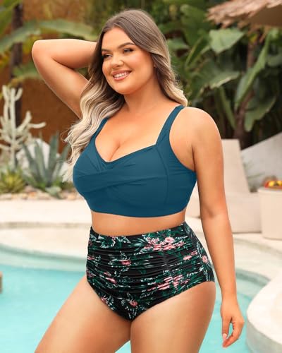 Image of Daci Women's Plus Size Bikini Sets - High Waisted Two-Piece Swimsuits with Tummy Control